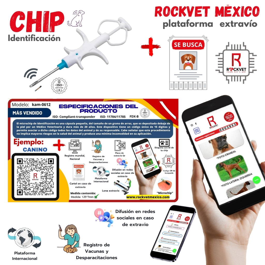 Chip de identificación animal ROCKVET MÉXICO