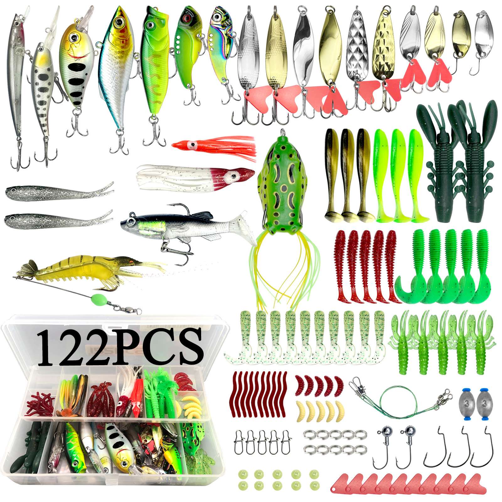 78/122/284 Uds Kit de Señuelos de Pesca para aparejos de cebo Topwater Kit de aparejos para lubina trucha salmón accesorios de pesca