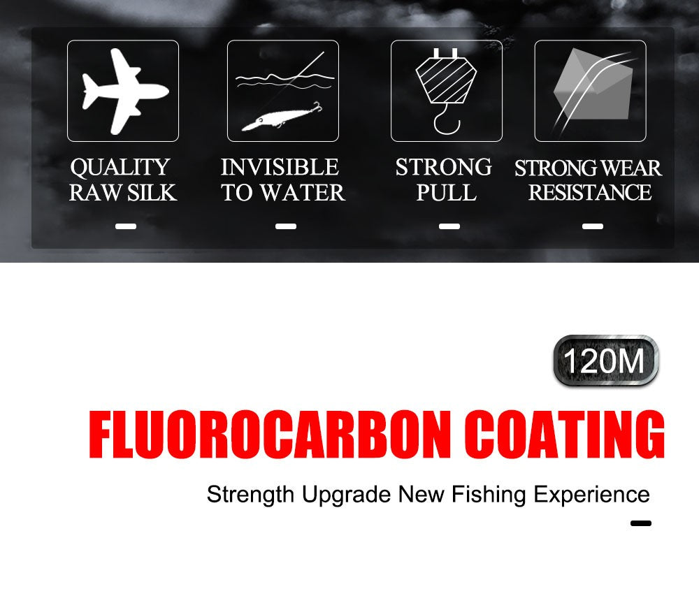 FTK-sedal de pesca con revestimiento de fluorocarbono, 120M, línea líder de fibra de carbono, 7,15LB-45LB, alambre de señuelo de pesca, línea de hundimiento, Japón