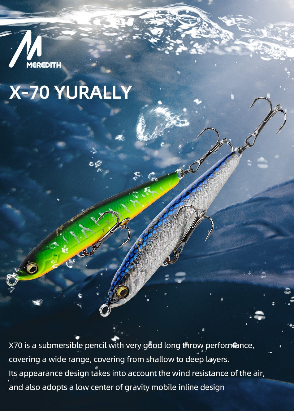 MEREDITH Jerk lápiz que se hunde señuelo de pesca Wobbler lubina aparejos de pesca señuelos accesorios de pesca señuelos de agua salada cebo de peces curricán