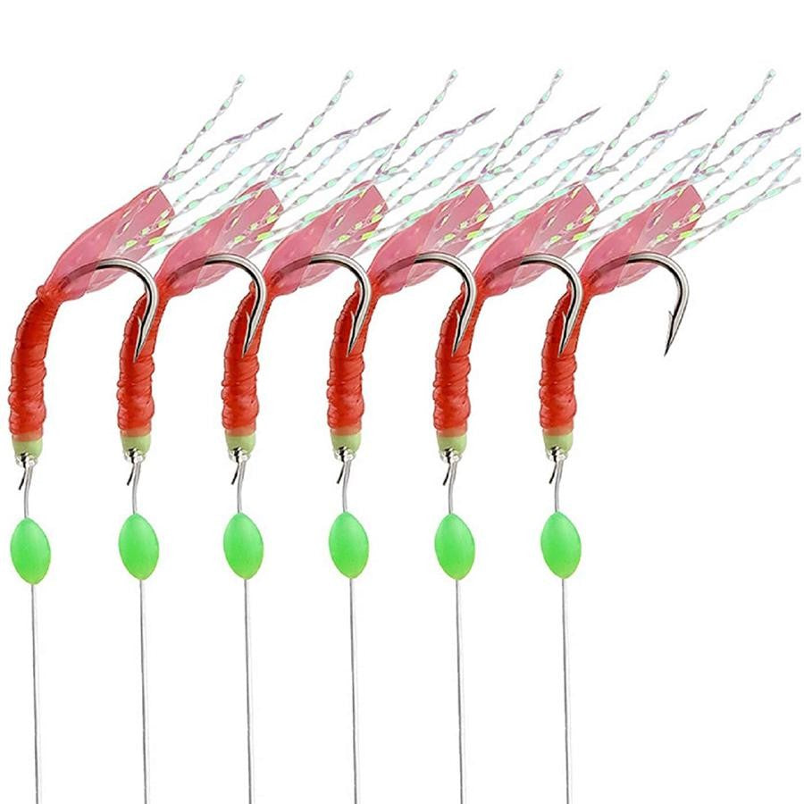 Paquete de 5 aparejos de cebo Wobbler Sabiki y anzuelos de pesca de frijol luminosos, aparejos que brillan en la oscuridad para agua salada con mosca oceánica