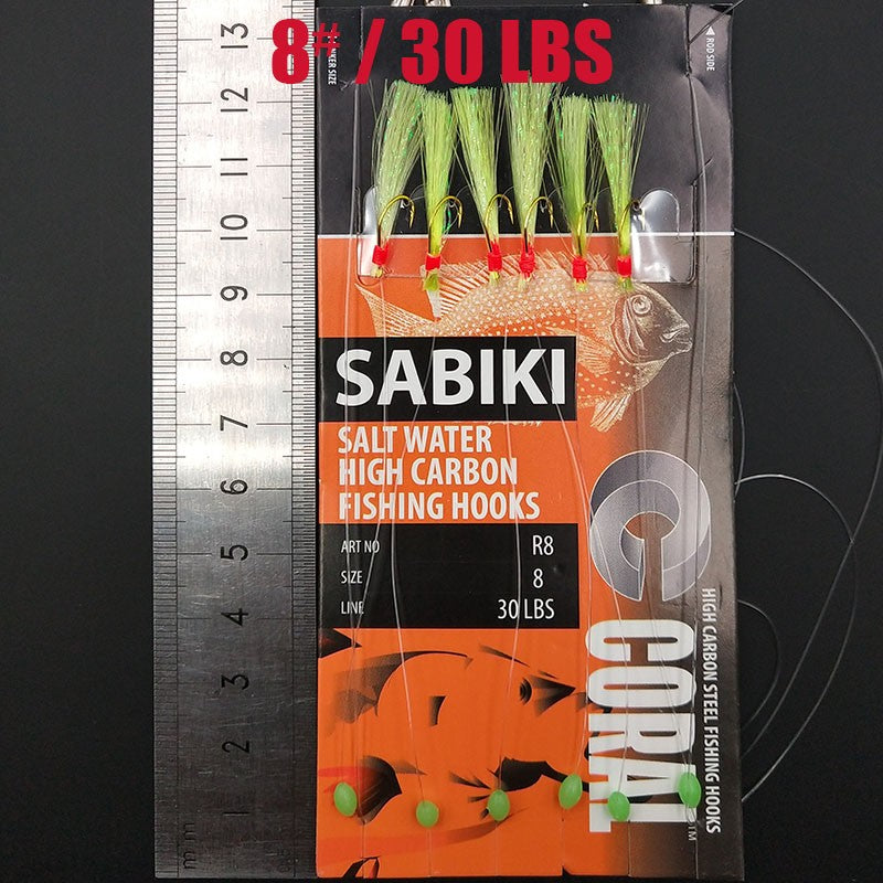 Lunker Sabiki-señuelo intermitente, anzuelo de aparejo, cebo suave, lombriz luminosa, caballa oscura, pesca, pargo, muleta de cabeza plana, tiburón