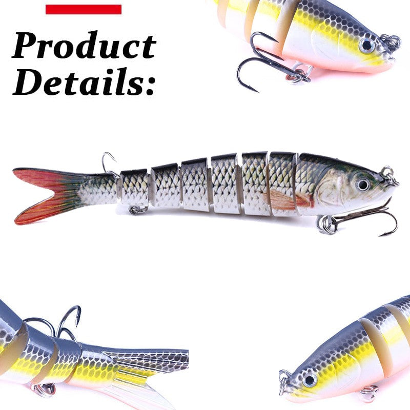 Señuelo de Pesca multiarticulado, cebo segmentado biónico de hundimiento lento, aparejos oscilantes para Pesca de lubina de agua dulce y salada, 10/8/5/3/1 piezas
