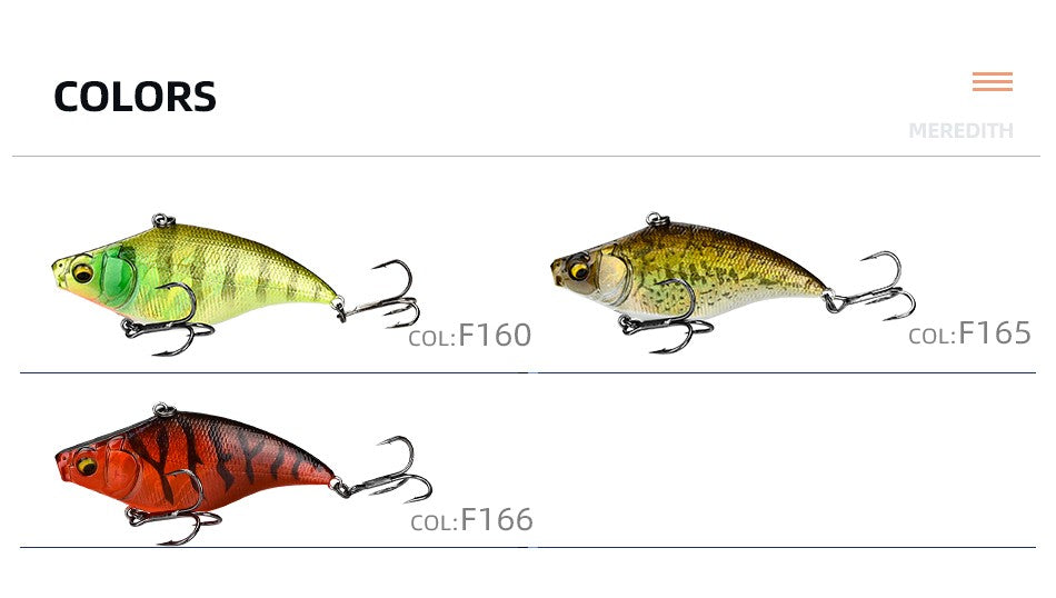 MEREDITH VIBRATION-X VIB 75mm 19g Wobblers aparejos de pesca Señuelos de pesca cebo vibratorio para accesorios artificiales de profundidad completa