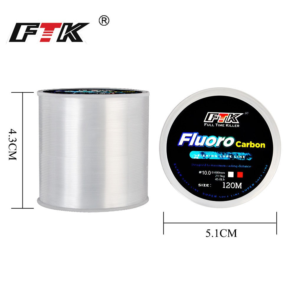 FTK-sedal de pesca con revestimiento de fluorocarbono, 120M, línea líder de fibra de carbono, 7,15LB-45LB, alambre de señuelo de pesca, línea de hundimiento, Japón