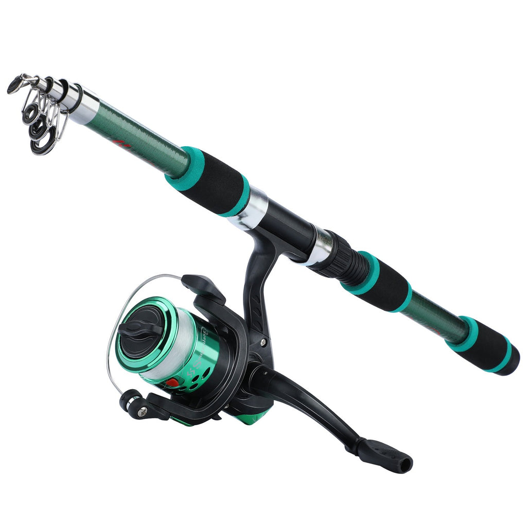 Sougayilang caña de pescar giratoria y carrete Combo1.8M caña telescópica con 5,2: 1 3BB carrete de pesca arrastre máximo 5kg Kit de pesca completo