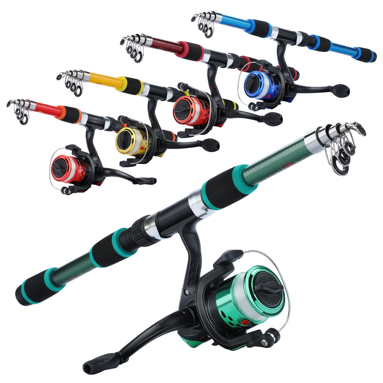 Sougayilang caña de pescar giratoria y carrete Combo1.8M caña telescópica con 5,2: 1 3BB carrete de pesca arrastre máximo 5kg Kit de pesca completo