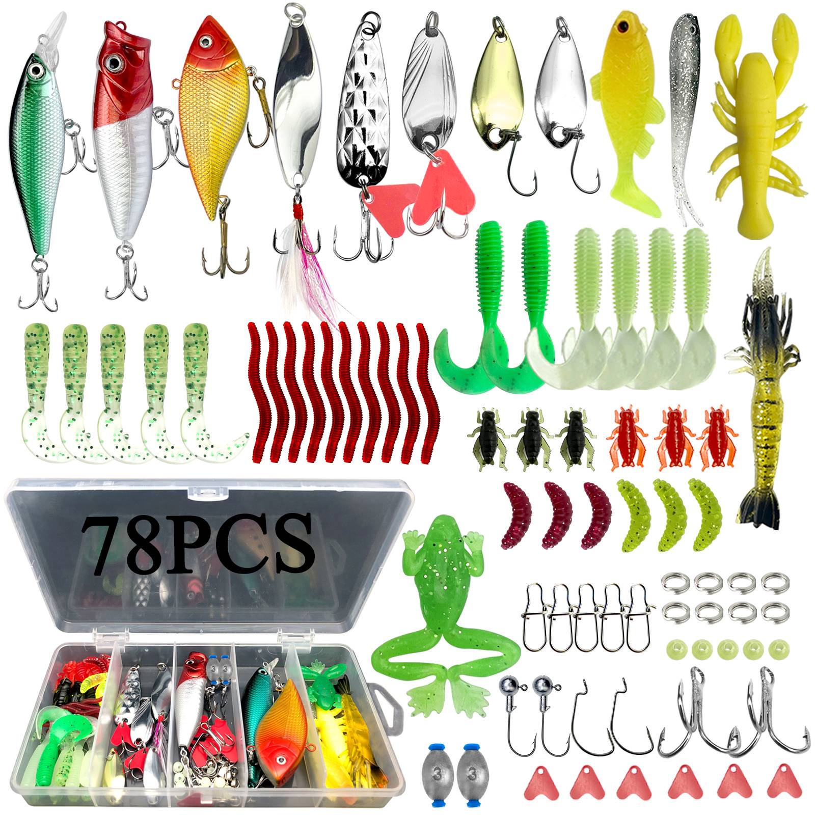 78/122/284 Uds Kit de Señuelos de Pesca para aparejos de cebo Topwater Kit de aparejos para lubina trucha salmón accesorios de pesca