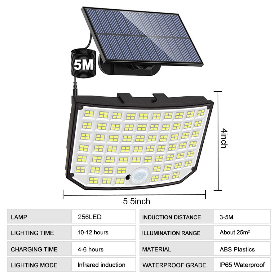 Luz Solar para exteriores, 328/348 LED, Sensor de movimiento superbrillante integrado, gran potencia, IP65, resistente al agua, 3 modos de trabajo, pared de jardín