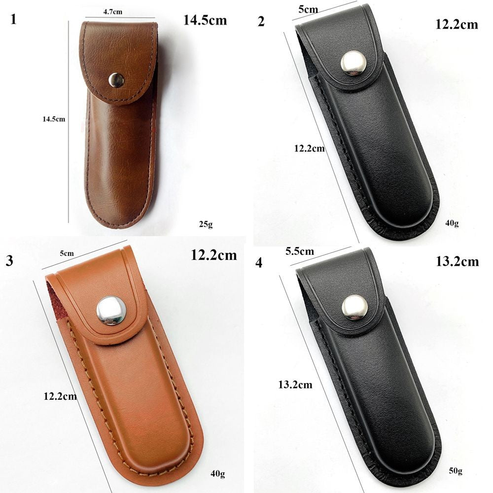Funda para cuchillo plegable marrón, herramienta para linterna, cinturón, estuche protector, Funda de cuero, bolsillo, caza, campamento, equipo de transporte al aire libre