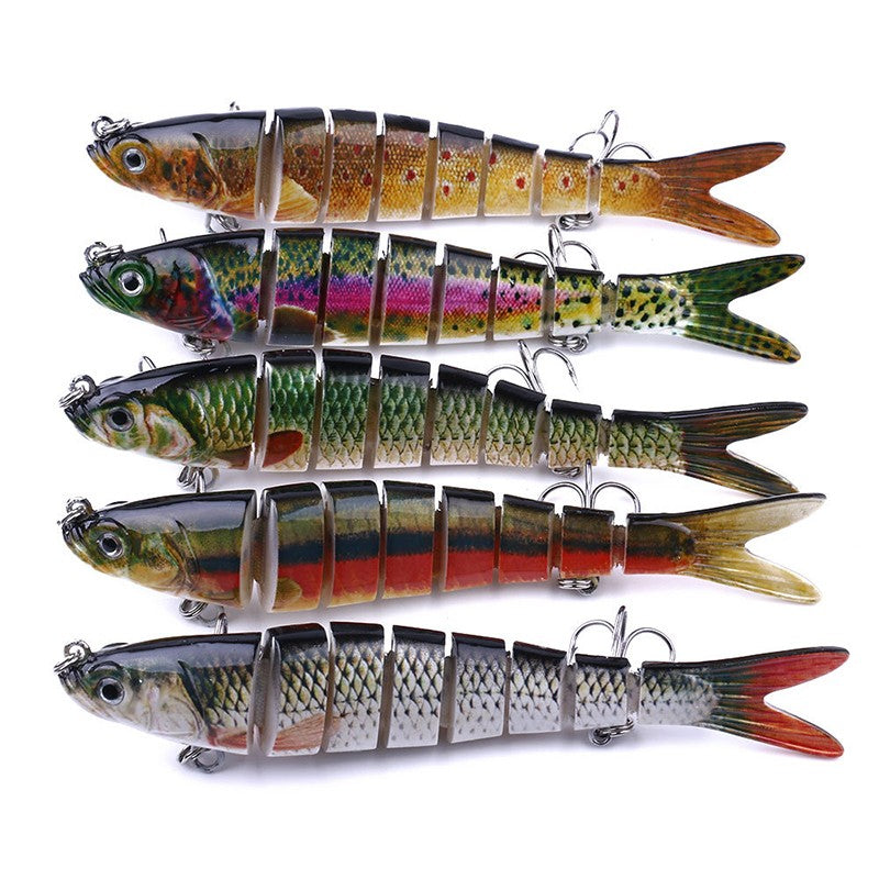 Señuelo de Pesca multiarticulado, cebo segmentado biónico de hundimiento lento, aparejos oscilantes para Pesca de lubina de agua dulce y salada, 10/8/5/3/1 piezas