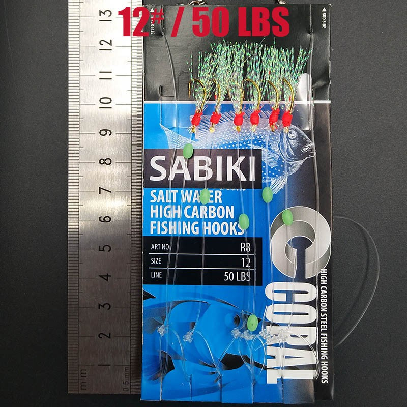 Lunker Sabiki-señuelo intermitente, anzuelo de aparejo, cebo suave, lombriz luminosa, caballa oscura, pesca, pargo, muleta de cabeza plana, tiburón