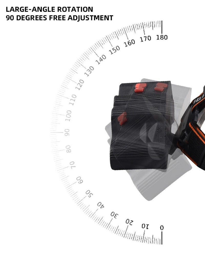 Faro recargable por USB, 11 LED, lámpara de cabeza de luz fuerte, resistente al agua, batería integrada, linterna de pesca, linterna para exteriores