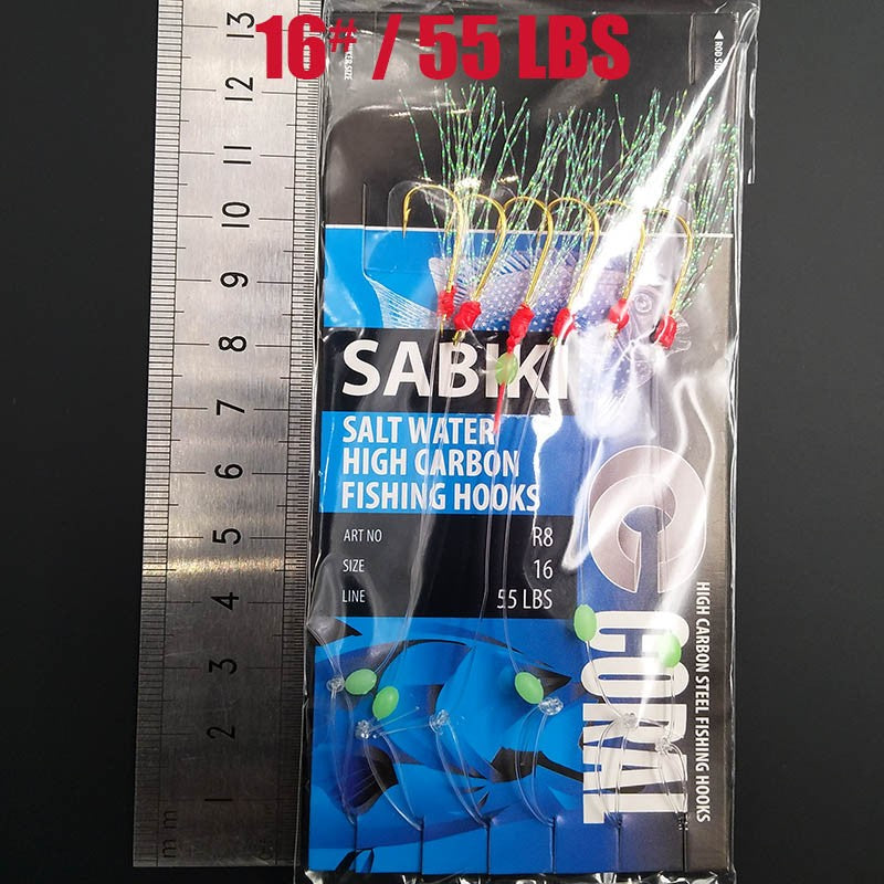 Lunker Sabiki-señuelo intermitente, anzuelo de aparejo, cebo suave, lombriz luminosa, caballa oscura, pesca, pargo, muleta de cabeza plana, tiburón