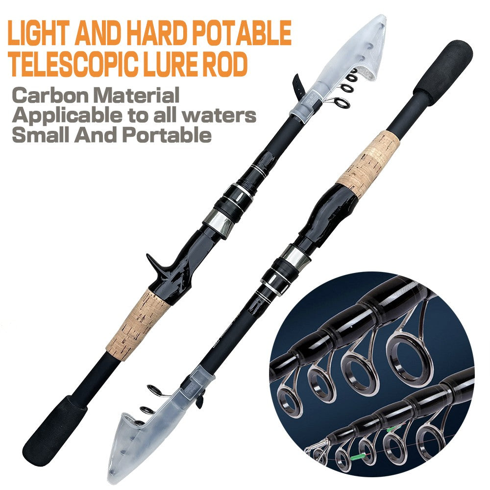 Caña de pescar con señuelo Baitcasting, telescópica giratoria, mango de madera de 8g-25g, aparejos de pesca de fundición de carbono, peso ligero profesional