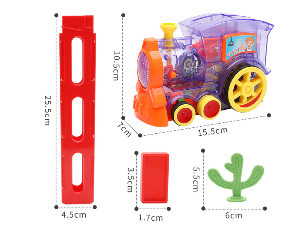 Tren de dominó, juguetes para niños, rompecabezas de autos, bloques de construcción eléctricos con licencia de liberación automática, tren de juguete