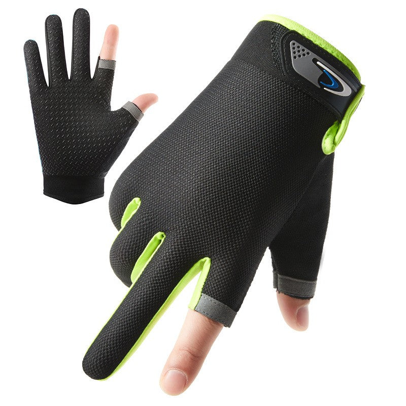 Guantes de pesca de verano para hombre y mujer, guantes de pesca transpirables con corte de dos dedos para pantalla táctil, antideslizantes, a prueba de sol, para ciclismo y Fitness