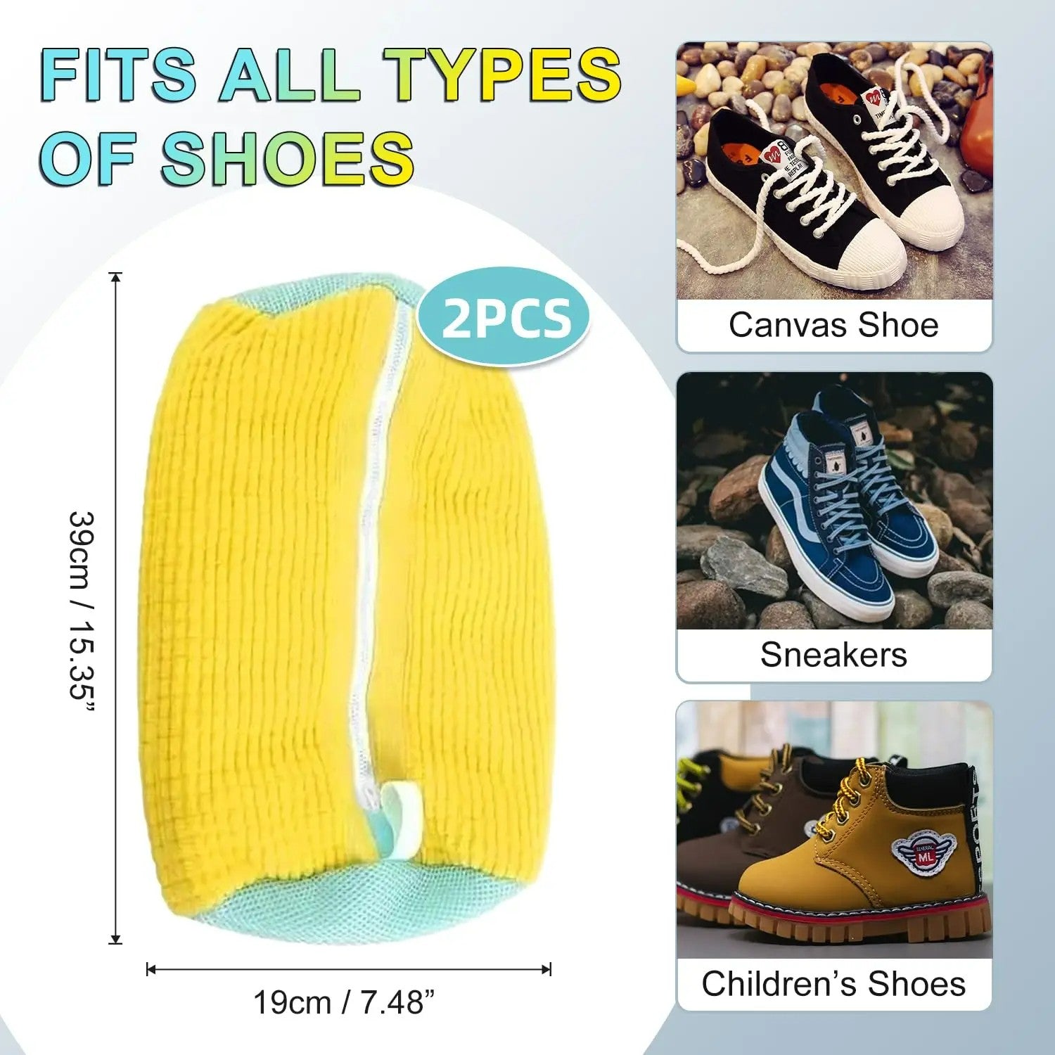 Bolsa de lavado de tenis, bolsa de lavandería, Protector de zapatos acolchado, bolsa de lavado de poliéster de fibra esponjosa, organizador de secado lavable a máquina