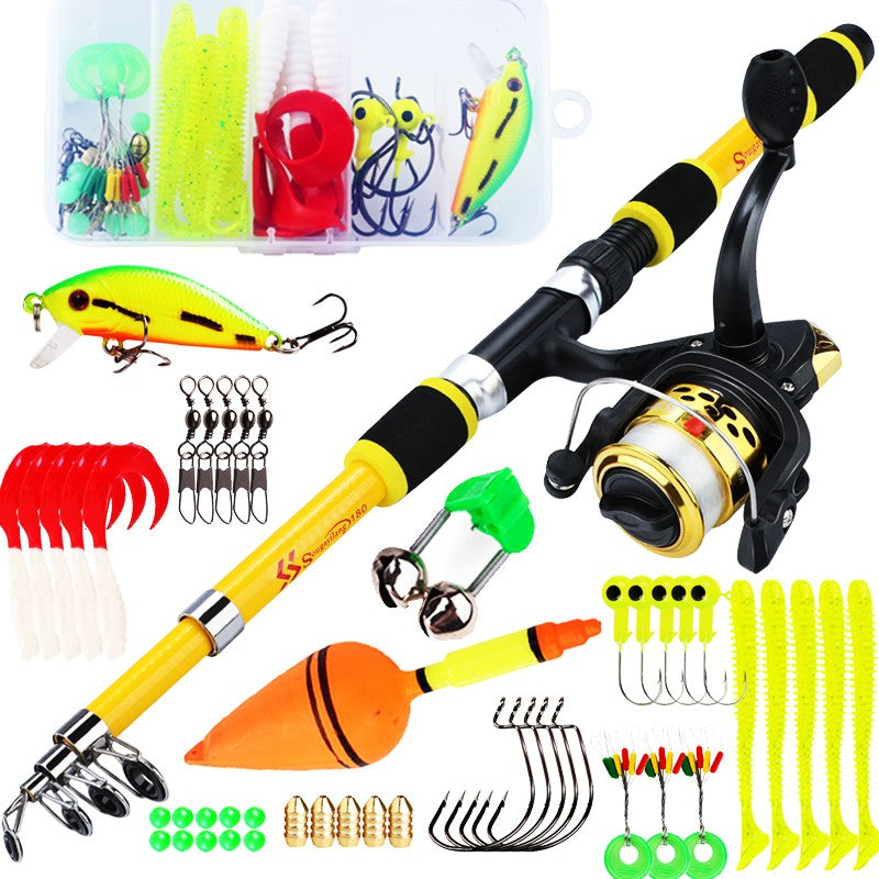Sougayilang caña de pescar giratoria y carrete Combo1.8M caña telescópica con 5,2: 1 3BB carrete de pesca arrastre máximo 5kg Kit de pesca completo