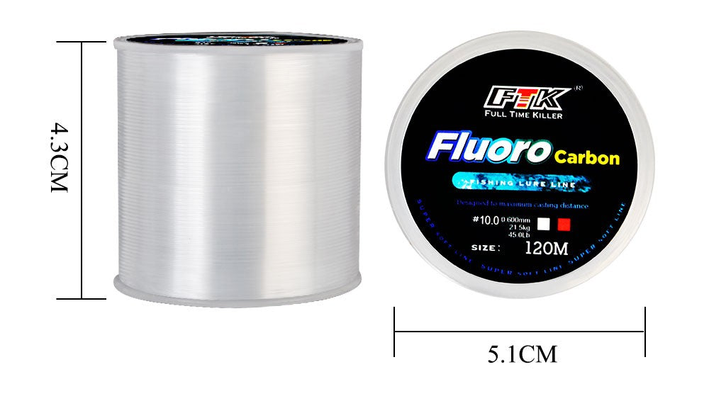 FTK-sedal de pesca con revestimiento de fluorocarbono, 120M, línea líder de fibra de carbono, 7,15LB-45LB, alambre de señuelo de pesca, línea de hundimiento, Japón