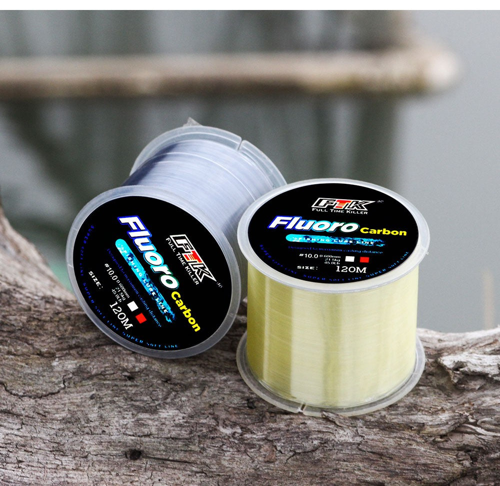 FTK-sedal de pesca con revestimiento de fluorocarbono, 120M, línea líder de fibra de carbono, 7,15LB-45LB, alambre de señuelo de pesca, línea de hundimiento, Japón
