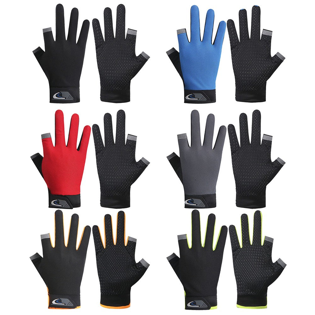 Guantes de pesca de verano para hombre y mujer, guantes de pesca transpirables con corte de dos dedos para pantalla táctil, antideslizantes, a prueba de sol, para ciclismo y Fitness