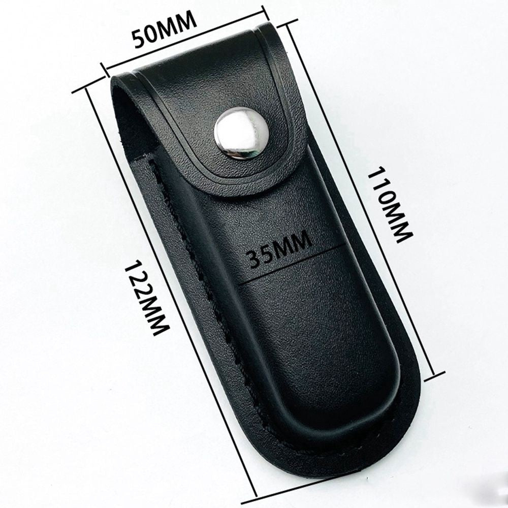 Funda para cuchillo plegable marrón, herramienta para linterna, cinturón, estuche protector, Funda de cuero, bolsillo, caza, campamento, equipo de transporte al aire libre