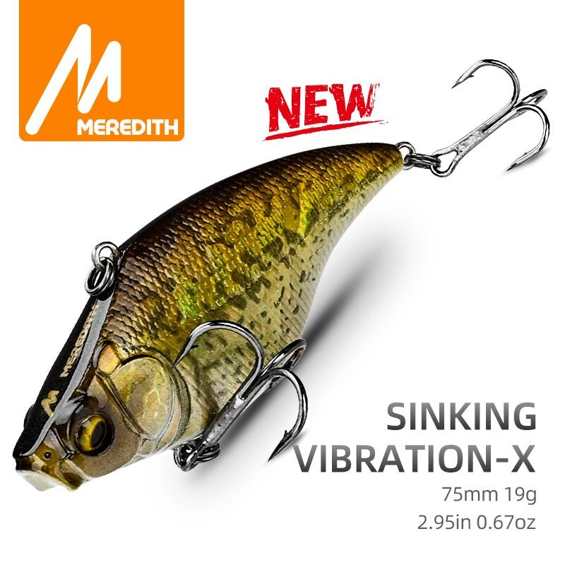 MEREDITH VIBRATION-X VIB 75mm 19g Wobblers aparejos de pesca Señuelos de pesca cebo vibratorio para accesorios artificiales de profundidad completa