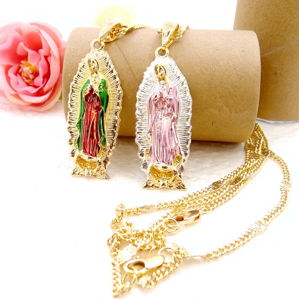 Pintura chapada en oro Virgen María  colgante joyería religiosa- Virgen