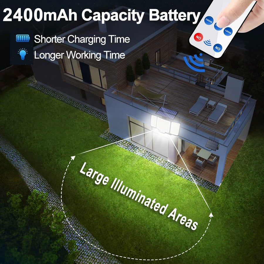 Luz Solar para exteriores, 328/348 LED, Sensor de movimiento superbrillante integrado, gran potencia, IP65, resistente al agua, 3 modos de trabajo, pared de jardín