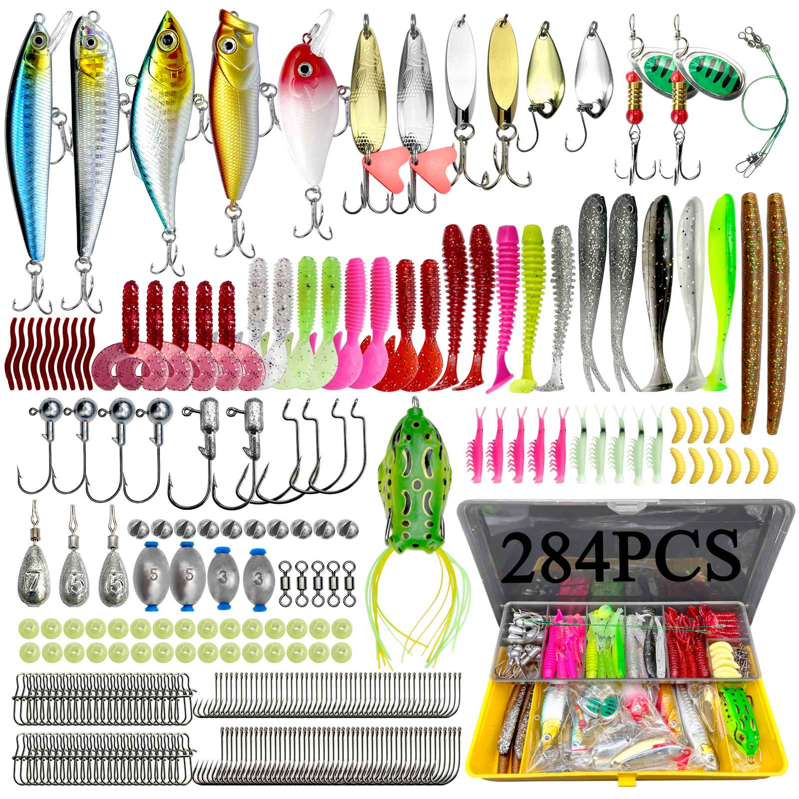 78/122/284 Uds Kit de Señuelos de Pesca para aparejos de cebo Topwater Kit de aparejos para lubina trucha salmón accesorios de pesca