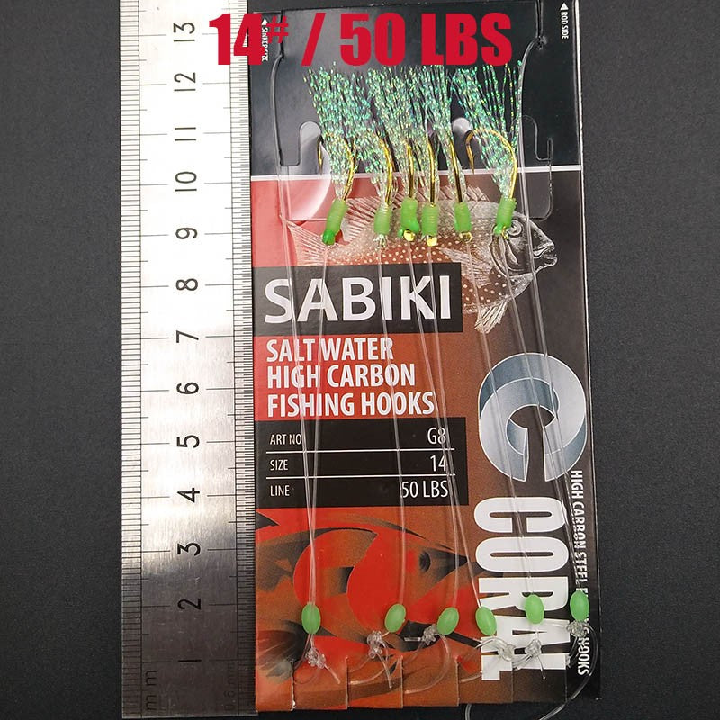 Lunker Sabiki-señuelo intermitente, anzuelo de aparejo, cebo suave, lombriz luminosa, caballa oscura, pesca, pargo, muleta de cabeza plana, tiburón