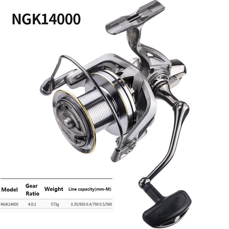 Carrete de Pesca LINNHUE grande 8000 9000 10000 12000 14000 carrete giratorio arrastre 20KG carrete potente agua salada Pesca de agua dulce Pesca