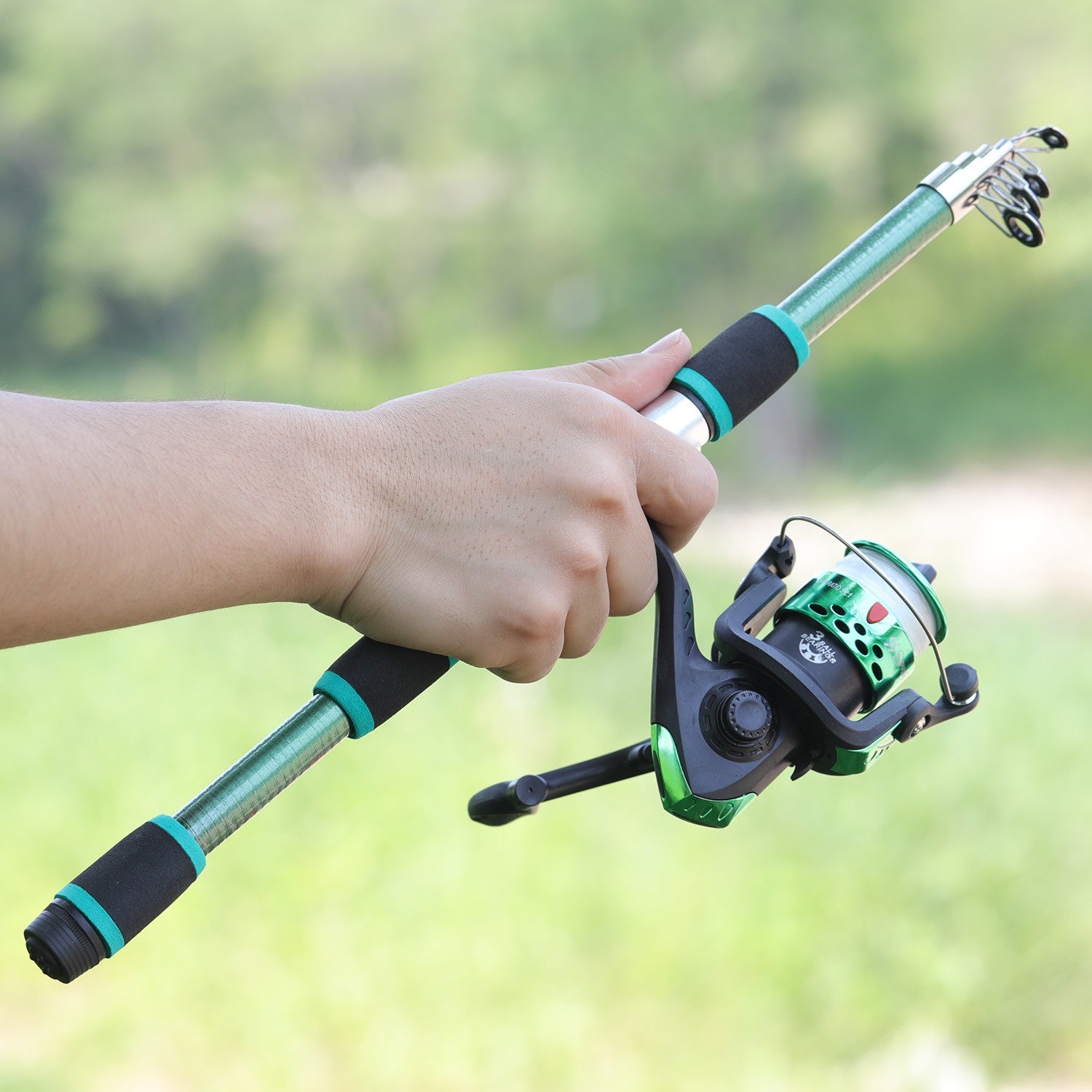 Sougayilang caña de pescar giratoria y carrete Combo1.8M caña telescópica con 5,2: 1 3BB carrete de pesca arrastre máximo 5kg Kit de pesca completo