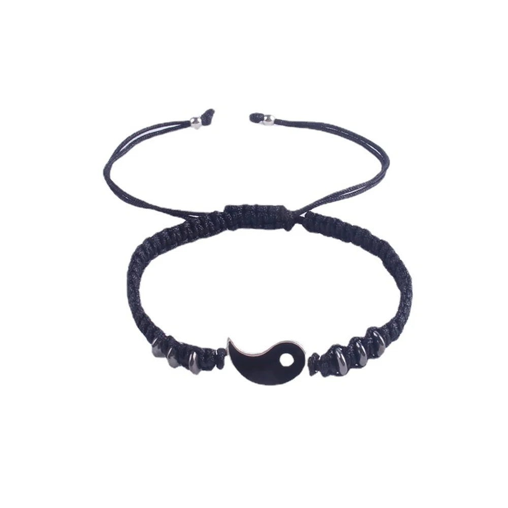 Best Friend Bracelets for 2 Matching Adjustable Cord Bracelets, Yin Yang, 