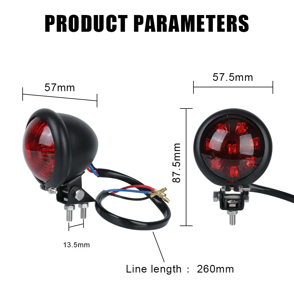 Motorcycle LED Brake Tail Lights Red Lamp Compatible with Chopp 