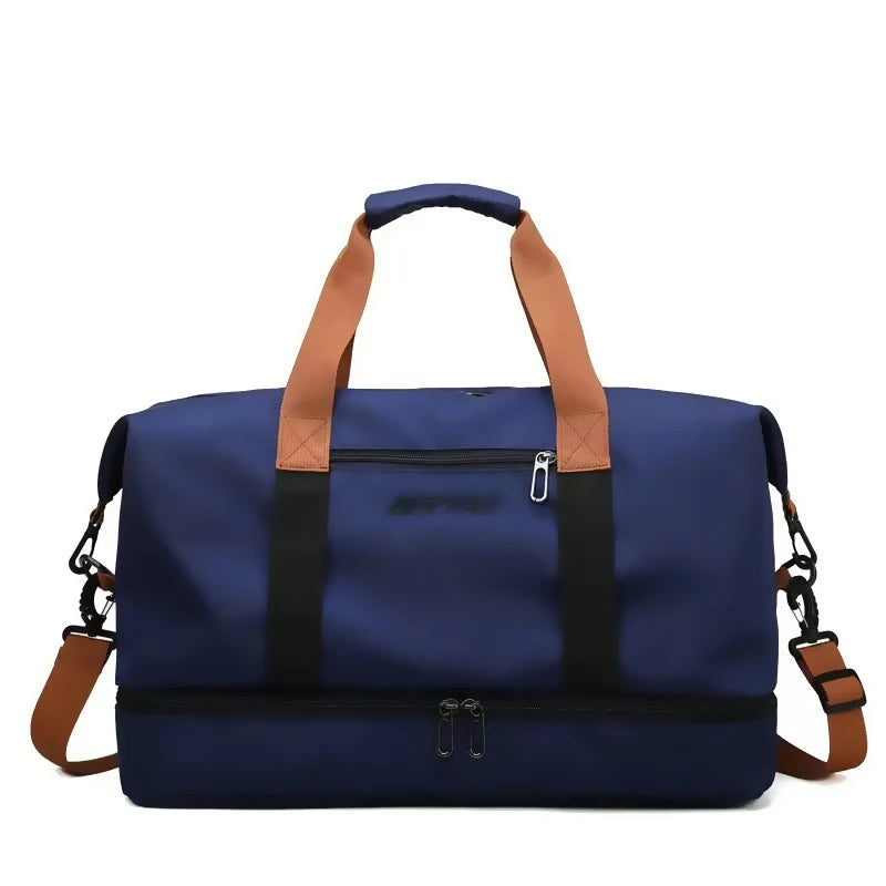 Bolsa de equipaje de viaje Oxford impermeable para hombre, bolso de mano Boston multifuncional, separación seca y húmeda, bolso de hombro deportivo para gimnasio