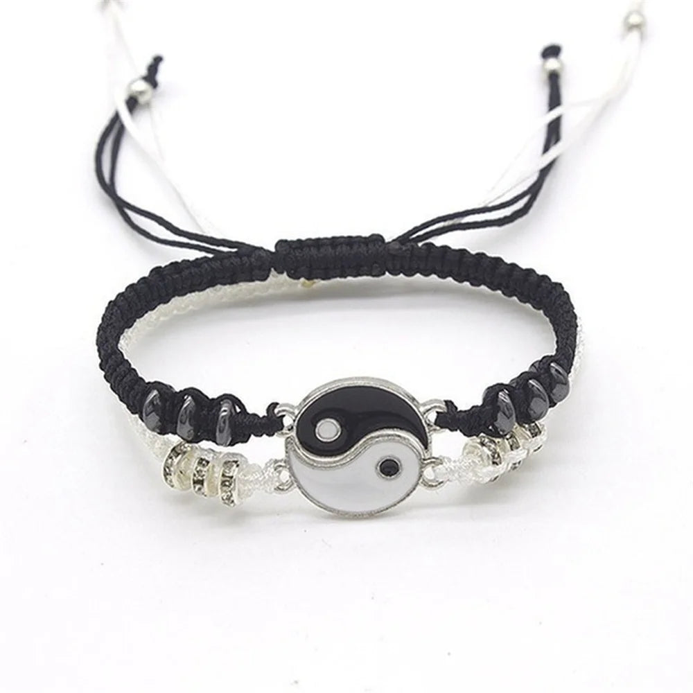 Best Friend Bracelets for 2 Matching Adjustable Cord Bracelets, Yin Yang, 