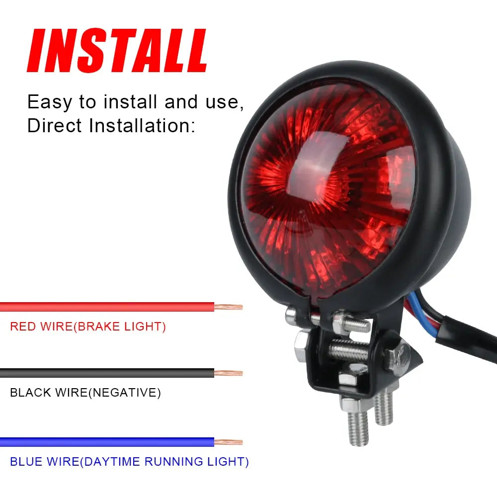 Motorcycle LED Brake Tail Lights Red Lamp Compatible with Chopp 