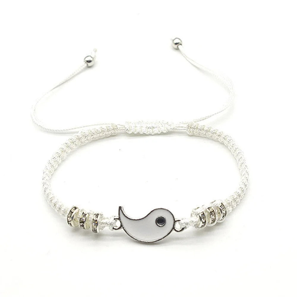 Best Friend Bracelets for 2 Matching Adjustable Cord Bracelets, Yin Yang, 