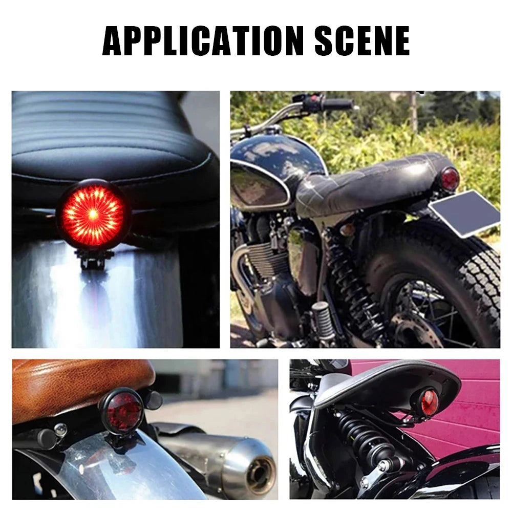 Motorcycle LED Brake Tail Lights Red Lamp Compatible with Chopp 