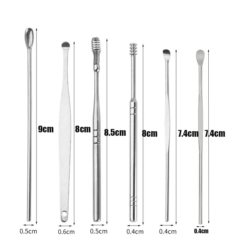 Cuchara limpiadora de oídos de acero inoxidable, herramienta de limpieza para e