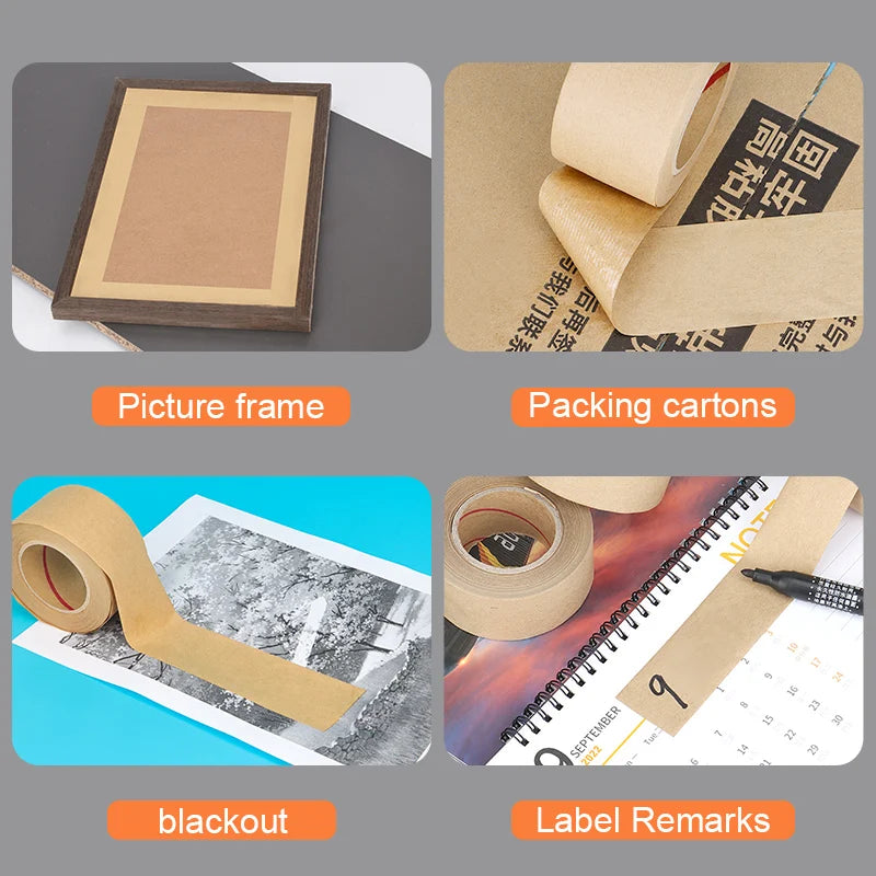 Water Activated Reinforced Packing Tape Kraft Paper Tap for Writable 
