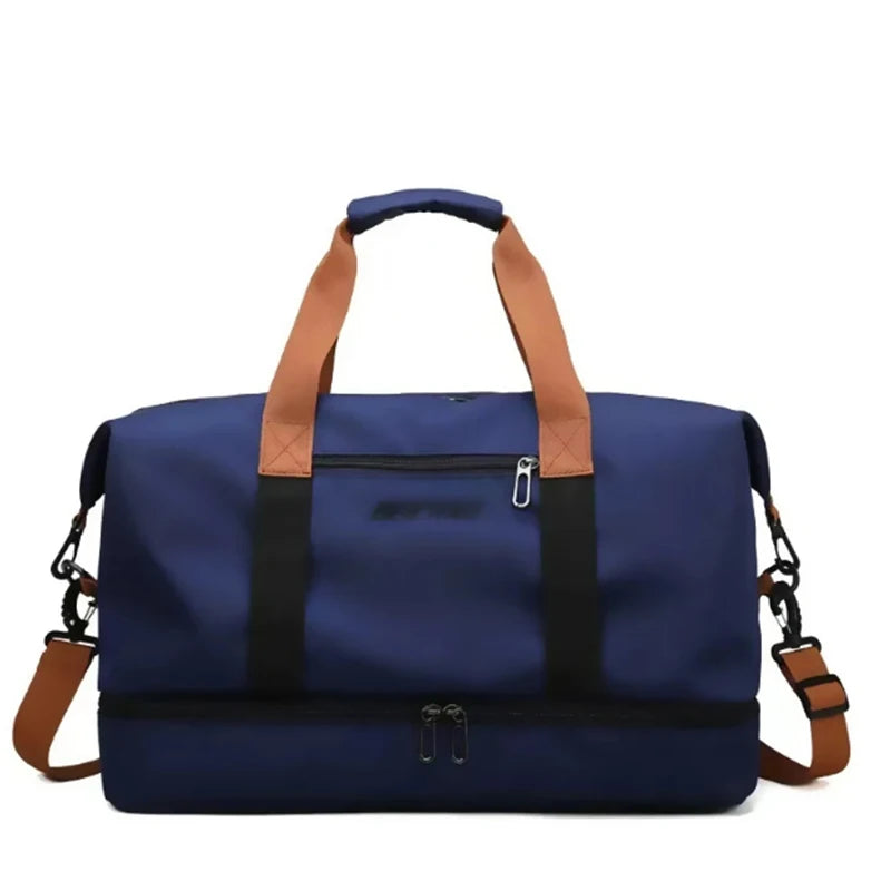 Bolsa de equipaje de viaje Oxford impermeable para hombre, bolso de mano Boston multifuncional, separación seca y húmeda, bolso de hombro deportivo para gimnasio