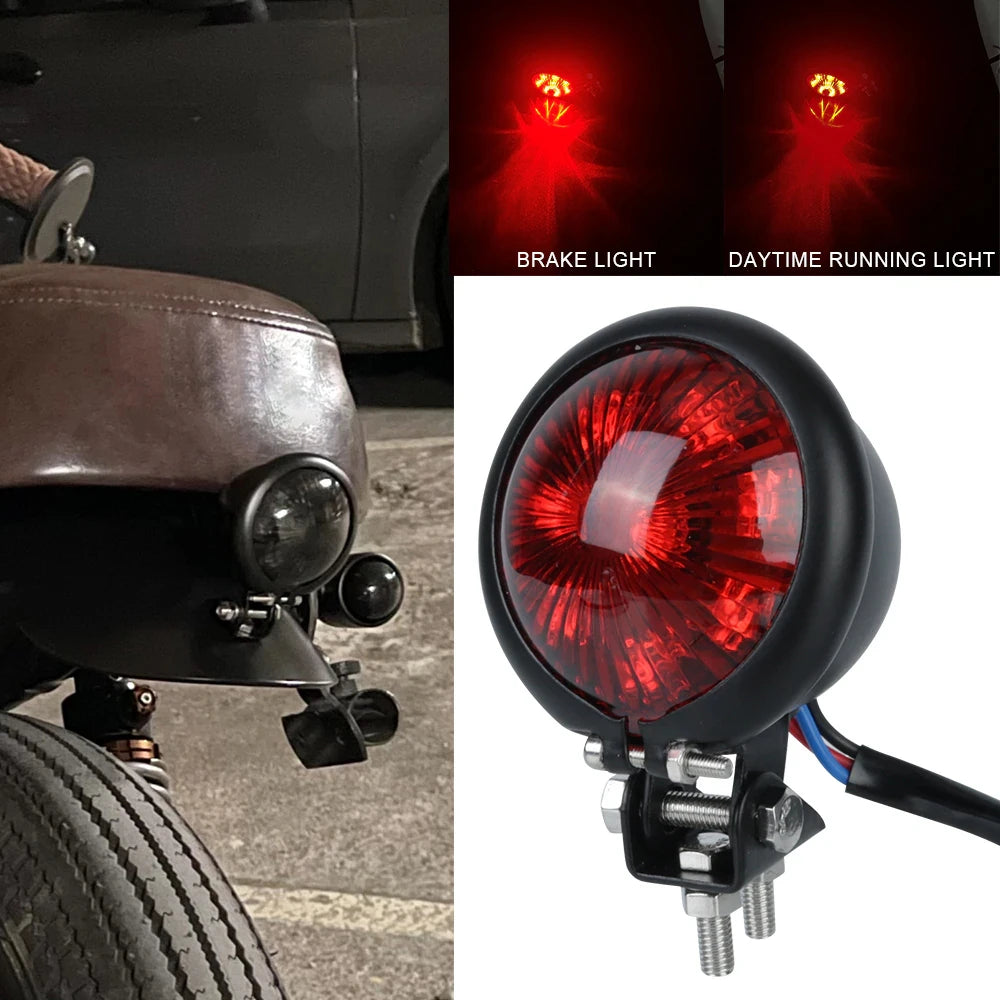 Motorcycle LED Brake Tail Lights Red Lamp Compatible with Chopp 