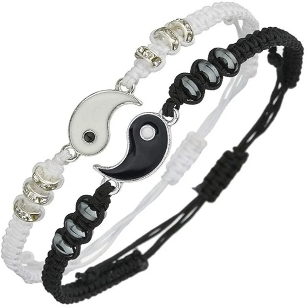 Pulseras de mejor amigo para 2 pulseras de cordón ajustable a juego, Yin Yang,