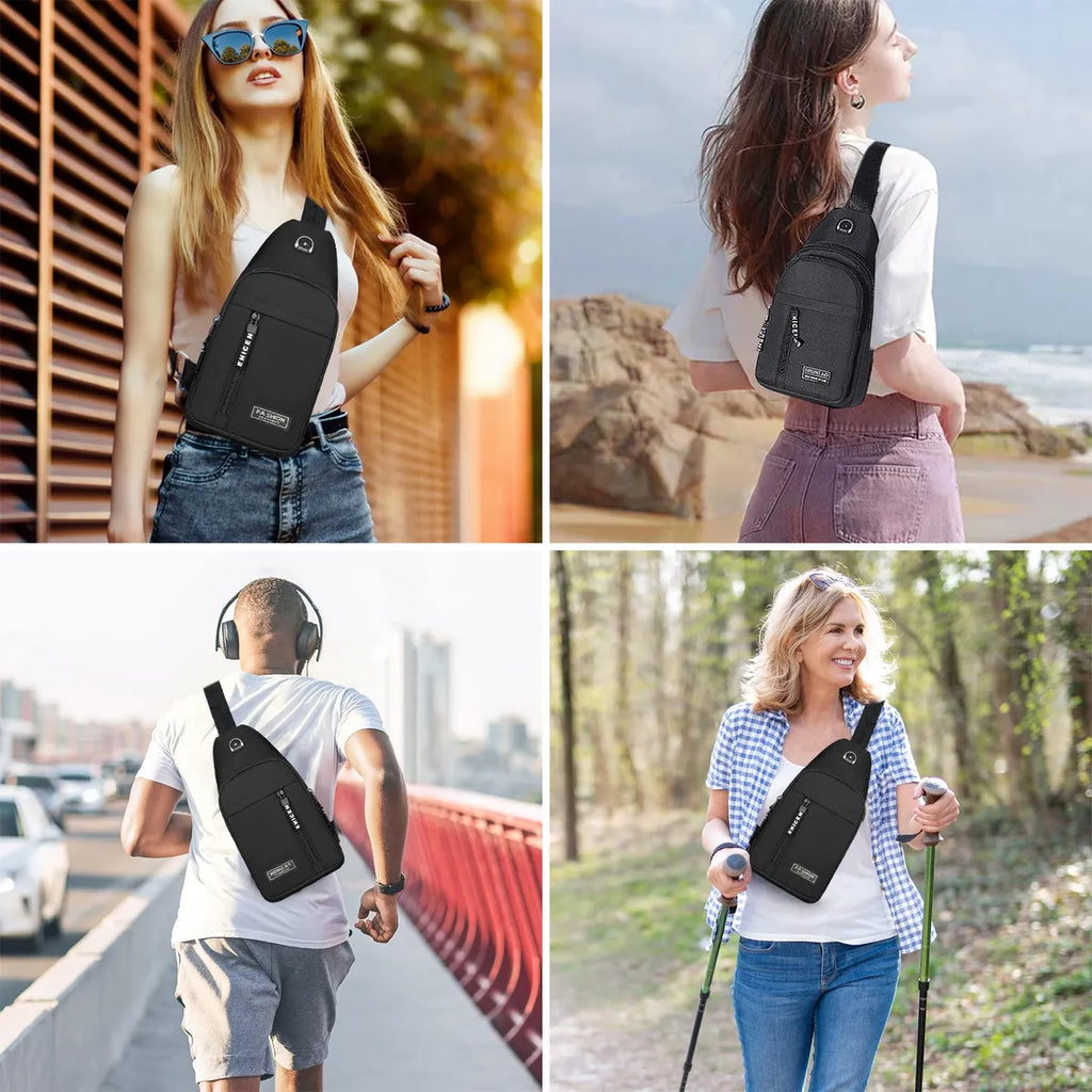 Aimiko Mochila Escolar Bandolera Mariconera Laptop Para Viaje Hombre Impermeable Tela Oxford Con Salida Para Auriculares , Negro Para Uso Cotidiano