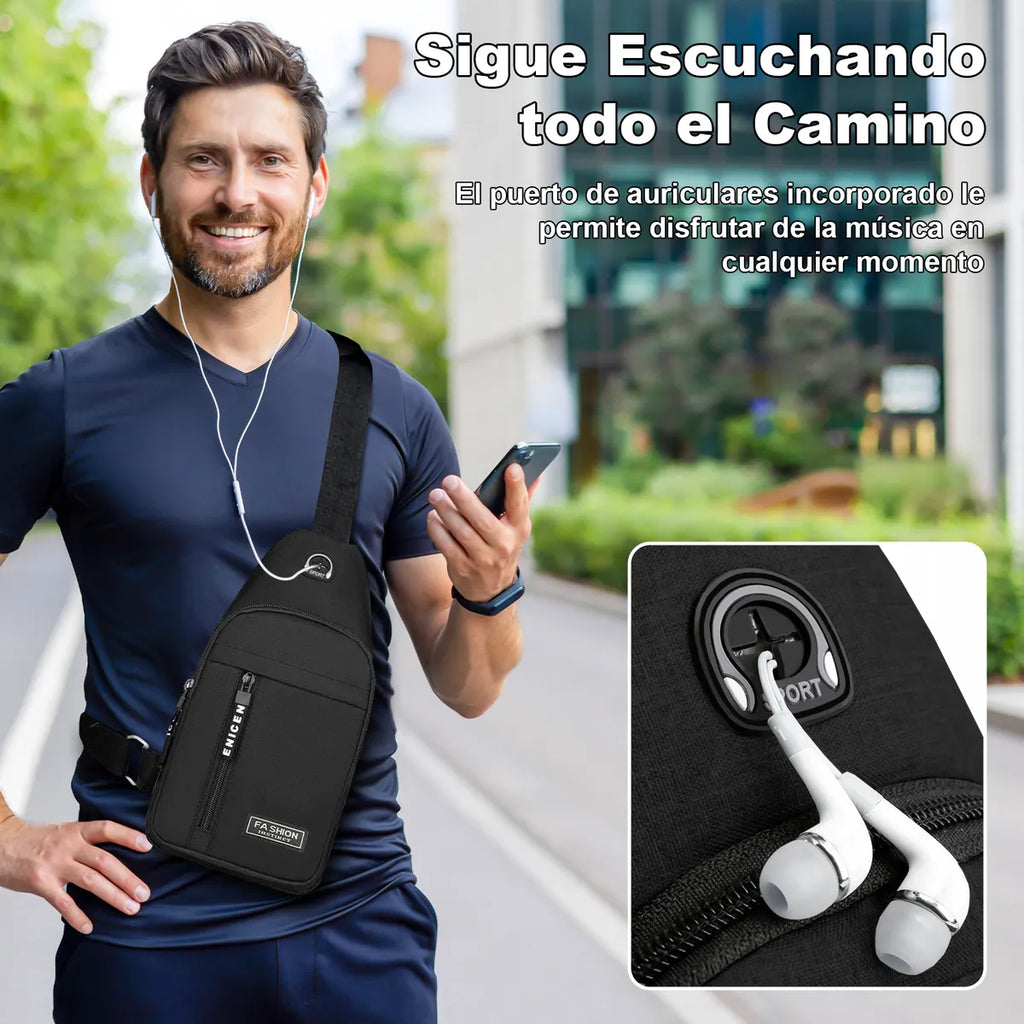 Aimiko Mochila Escolar Bandolera Mariconera Laptop Para Viaje Hombre Impermeable Tela Oxford Con Salida Para Auriculares , Negro Para Uso Cotidiano