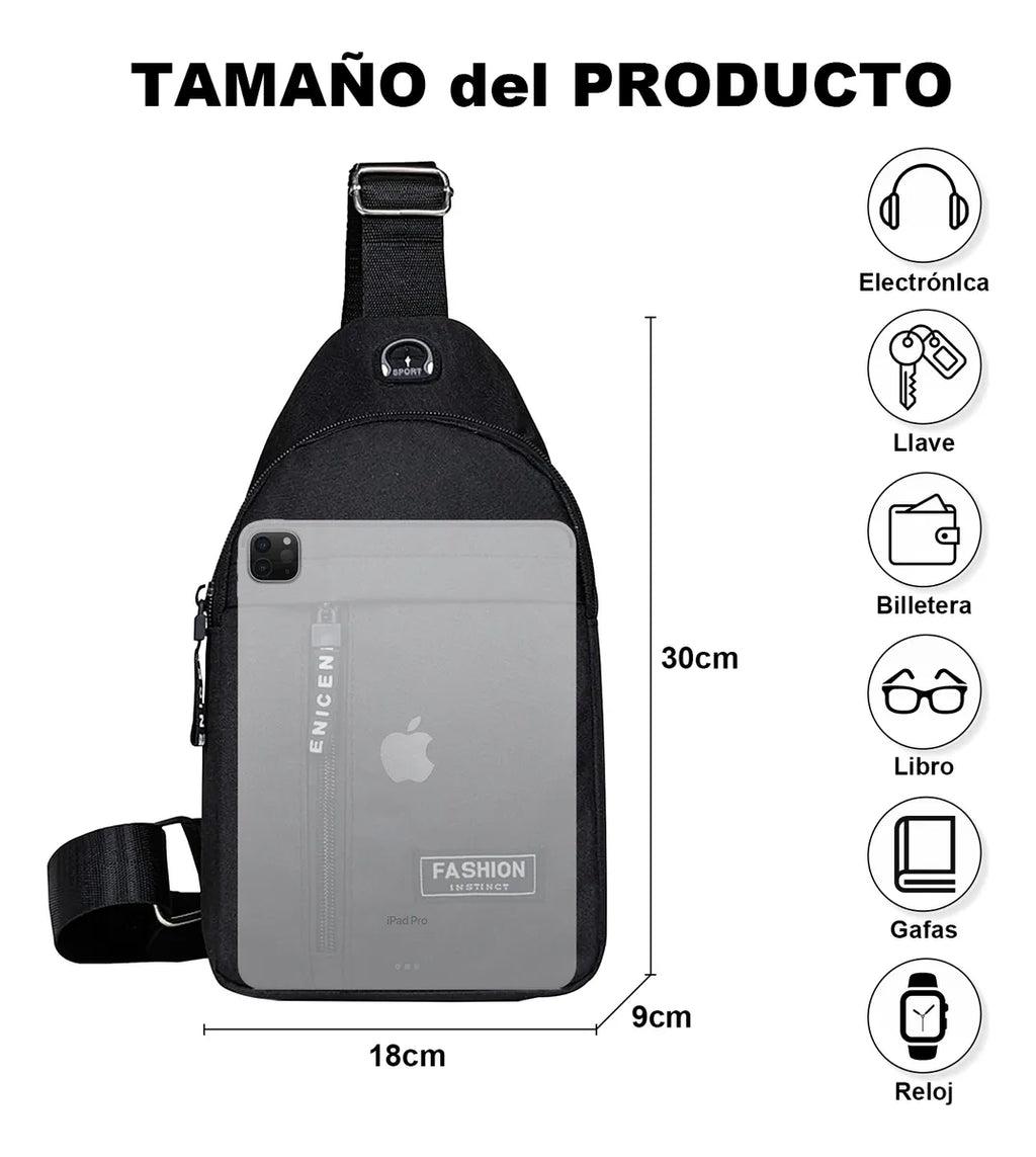 Aimiko Mochila Escolar Bandolera Mariconera Laptop Para Viaje Hombre Impermeable Tela Oxford Con Salida Para Auriculares , Negro Para Uso Cotidiano
