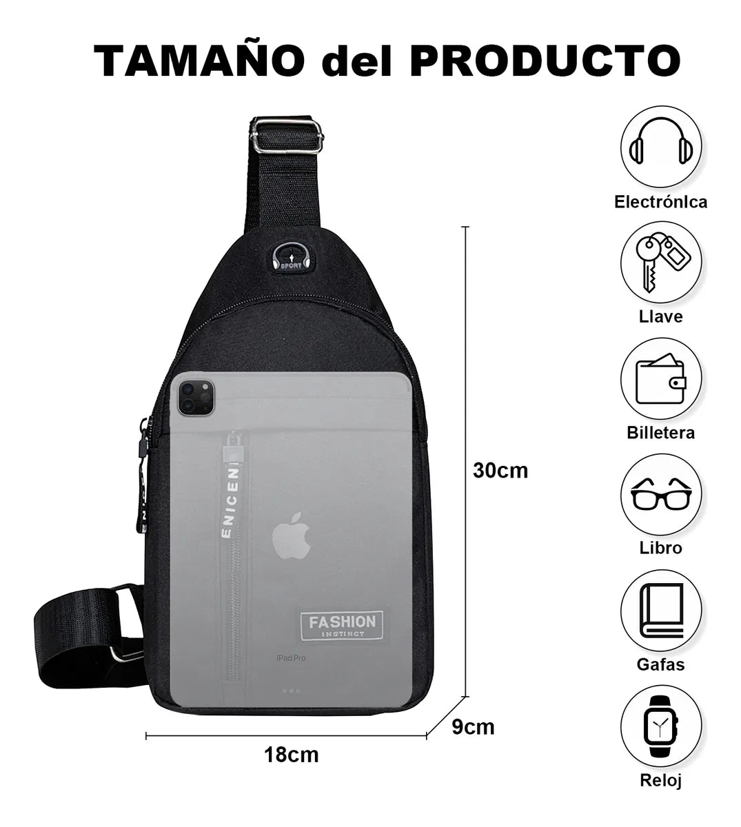 Aimiko Mochila Escolar Bandolera Mariconera Laptop Para Viaje Hombre Impermeable Tela Oxford Con Salida Para Auriculares , Negro Para Uso Cotidiano